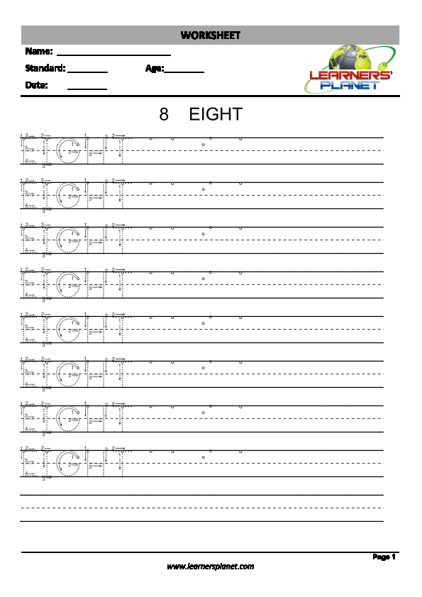 NUMBER TRACING WORKSHEETS - Free handwriting pages